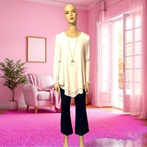 NWOT Glitterscape® Stretch Knit Long Sleeve Top w/ Removable Necklace